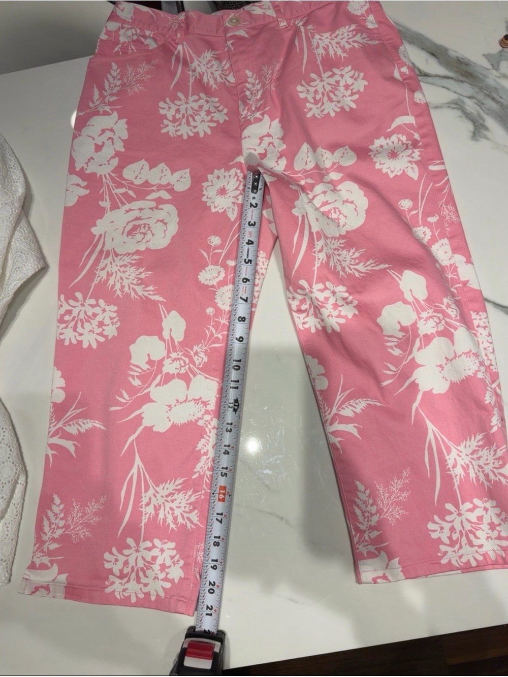 Ralph Lauren Pink Floral Cropped Pants Sz10 & Lands End Eyelet Tunic Sz Large - Picture 3 of 6